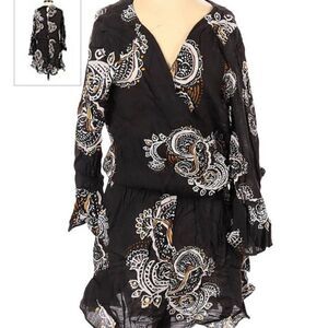 Free People All The Right Ruffles Paisley Romper NWOT Size Small